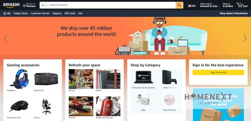 website của Amazon