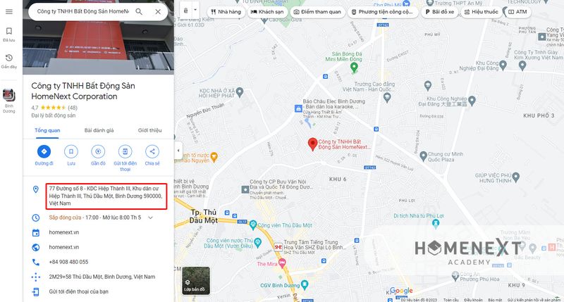 Địa chỉ công ty HomeNext Corporation trên Google Map