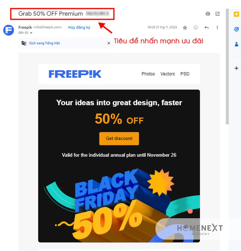 Cách Viết Tiêu Đề Email Marketing nhấn mạnh ưu đãi
