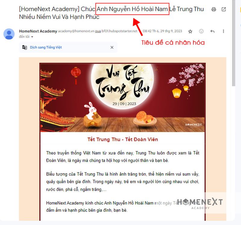 Tiêu Đề Email cá nhân hóa